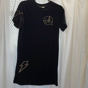 Black velvet H&M dress with fun embroidery detailing